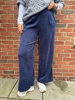 Navy Cord Wide Leg Trousers